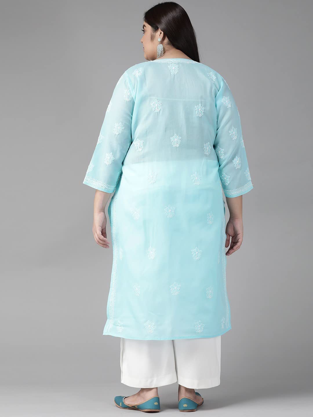 Ada Hand Embroidered Lucknowi Chikankari Cotton Kurta Kurti for Women A411165