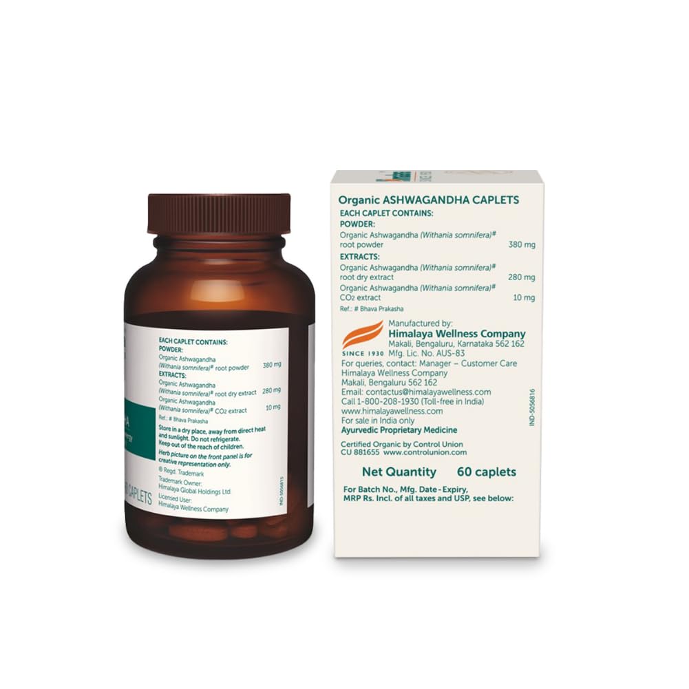 Himalaya Organic Ashwagandha 670Mg |Helps Release Stress | Rejuvenates Mind And Body | General Wellness | Tablet, Pack Of 60