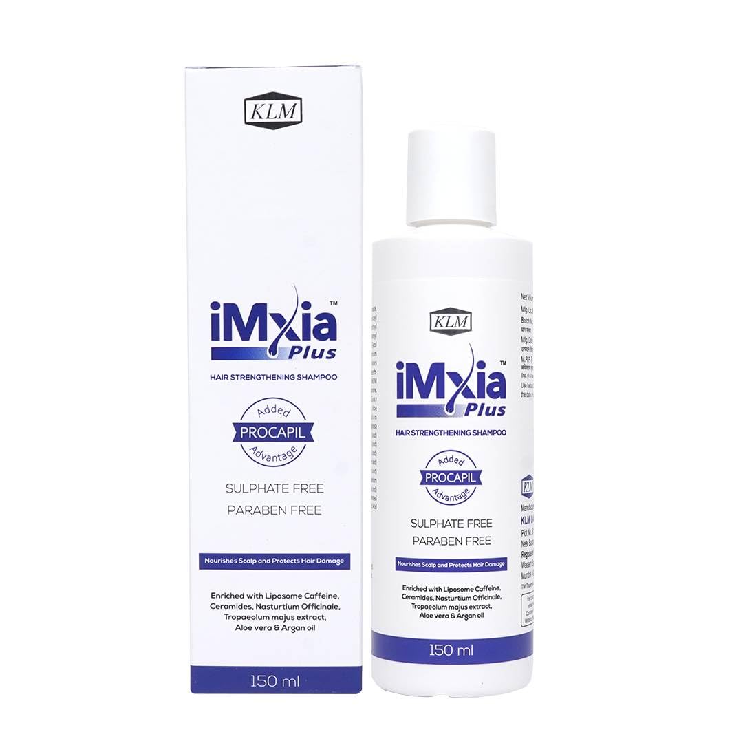 KLM iMxia Plus Hair Strengthening Shampoo, 150ml |Enriched with Procapil & Essential Nutrients | Sulphate & Paraben-Free