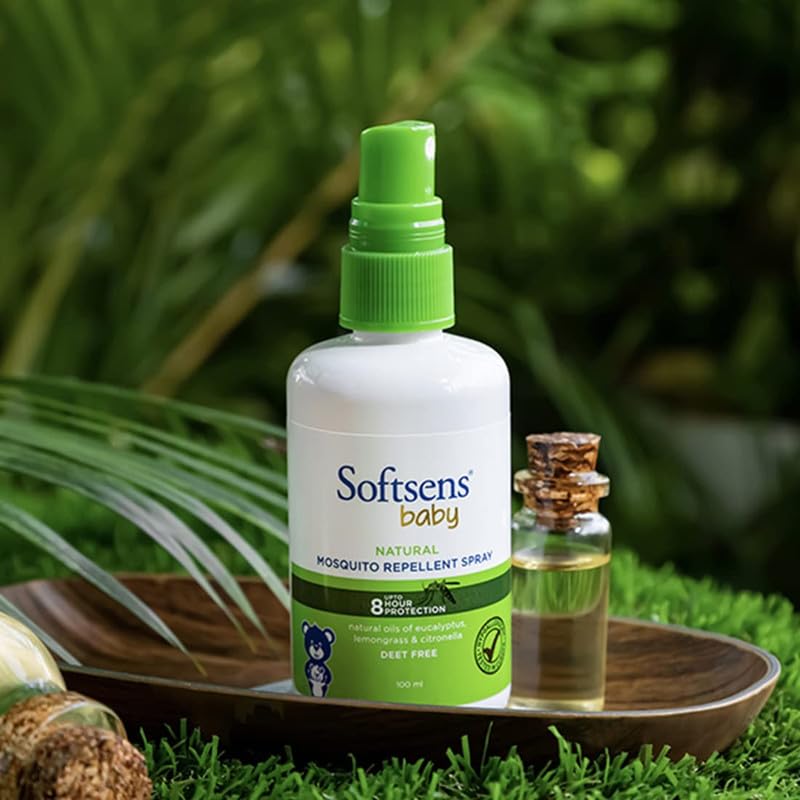 Softsens Baby Natural Mosquito Repellent Combo, 8 Hour Protection, DEET-Free, Spray 100ml, Fabric Roll-On - 8ml and After Bite Recovery 40ml
