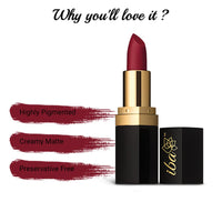 Iba Long Stay Matte Lipstick for Women- M08 Burgundy Red, 4g | Creamy Matte Finish & Smooth Texture| Long-Lasting | Hydrated Lips | Enriched with Vitamin E| Intense Colour & Highly Pigmented | Lip Makeup