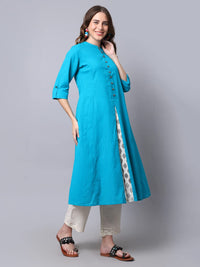 Pistaa's  Women Cotton Printed Cut Regular Kurta Orange M