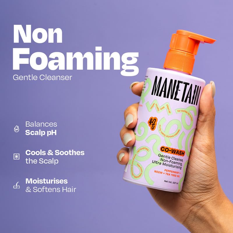 Manetain Co-Wash for Curly Hair - 200ml | 2 in 1 Shampoo & Conditioner | Non-foaming | Sulphate and Paraben Free | CG Friendly | Suitable for Dry and Frizzy Hair