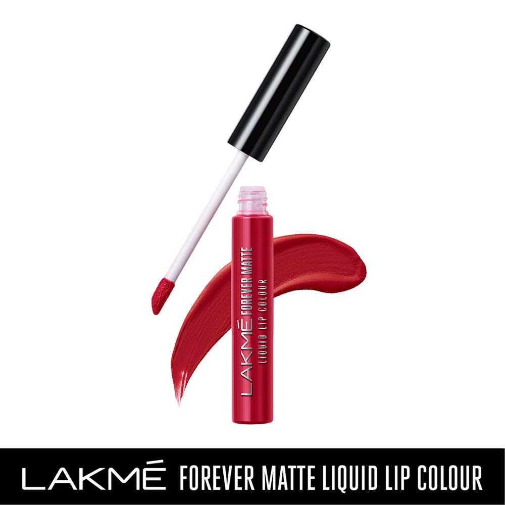 Lakmé Eyeconic Lash Curling Mascara For Eyelash Volume, Smudge Proof, Water Proof, Black, 9 ml & Lakmé Forever Matte Liquid Lip Colour, Red Revival, 5.6 ml