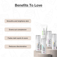 Cos-IQ Complete Kit for Fighting Hyperpigmentation, Glycolic Acid Face Cleanser 100ml, SPF 50 Sunscreen 30ml, Vitamin C-8% Serum, ABP-33% Strong Exfoliating, Niacinamide Vitamin B3-20% Serum, 30ml