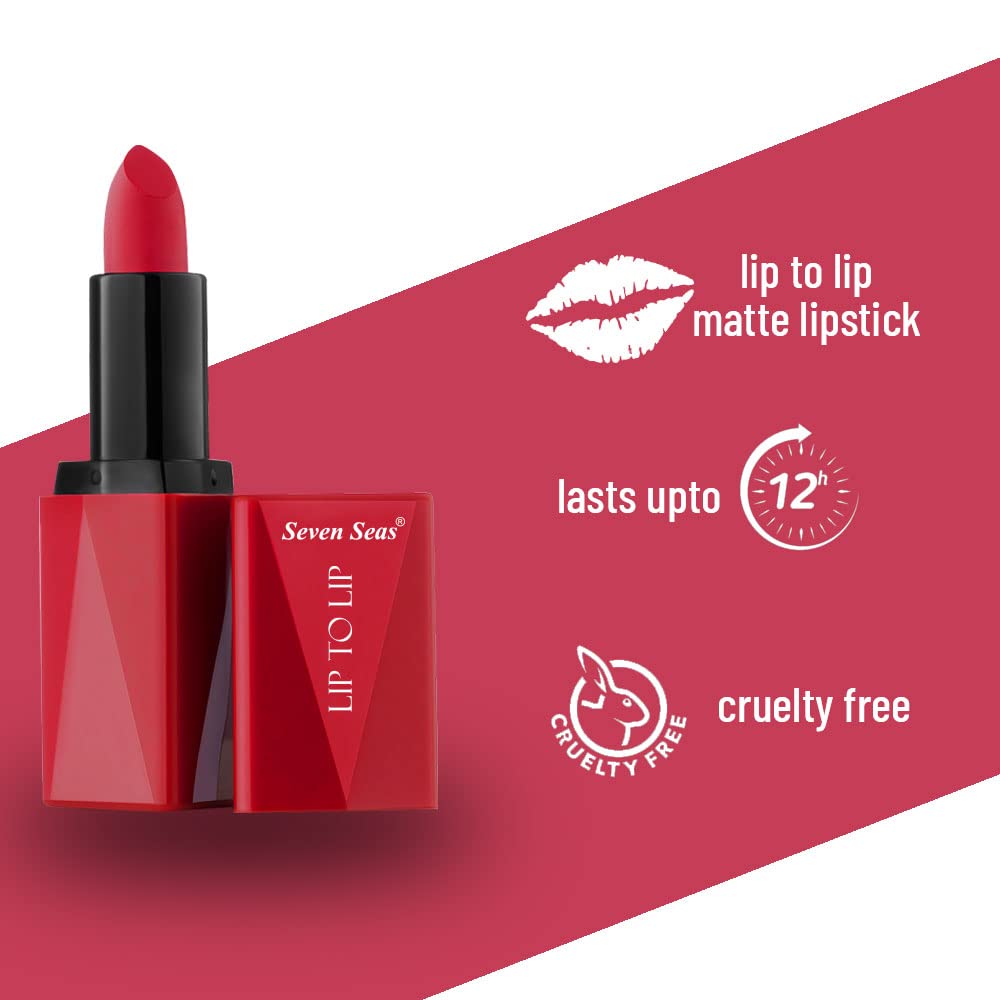 Seven Seas Lip To Lip Matte Full Coverage Long Lasting Lipstick | Smooth Application |Transferproof & Smudge Proof | Highly Pigemented Lipstick for Women (Crown Of Thorns-I)