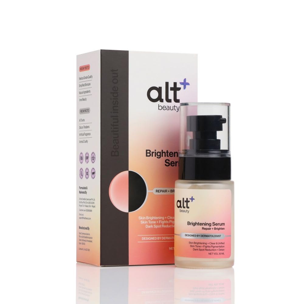 altBeauty Brightening Serum with Vitamin C, Kojic Acid, Glutathione, Alpha Arbutin | Reduces Dark Spots, Tanning and Dullness | Fights Pigmentation, Provides Clear & Uniform Skin Tone | Derma Grade