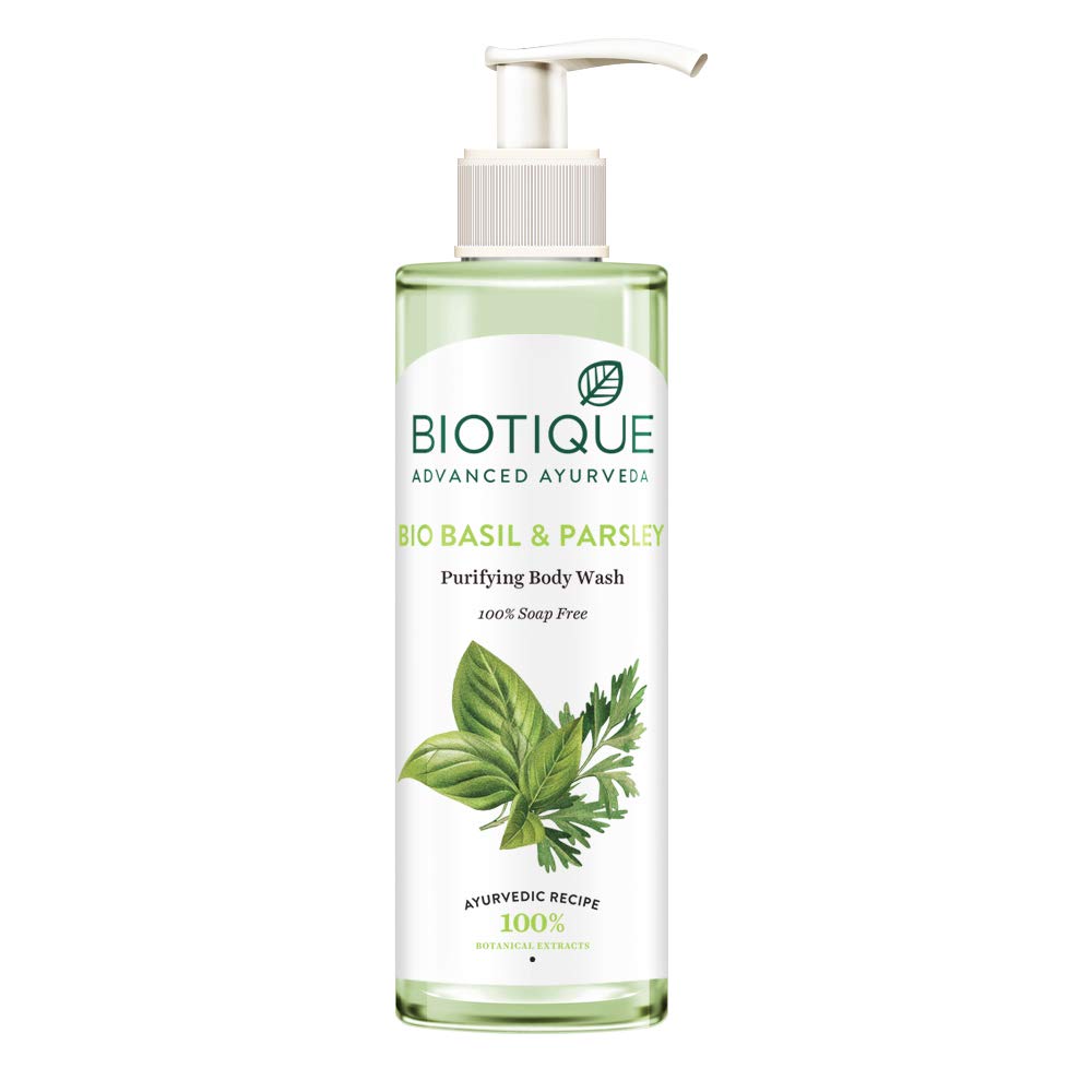 Biotique Bio Neem Margosa Anti Dandruff Shampoo and Conditioner, 180ml and Basil & Parsley Body Wash, Transparent, 200ml