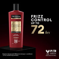 TRESemme Keratin Smooth+ Shampoo 180ml With Keratin Protein and Argan Oil | Salon-Like Smooth Hair | Up To 72H Frizz Control