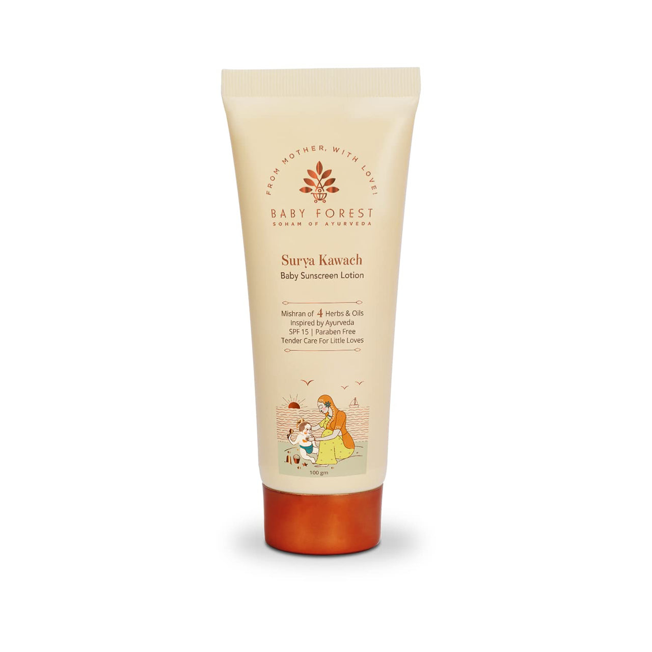 Baby Forest Surya Kawach Baby Sunscreen Lotion SPF 15, Paraben free, 100 gm with Khilta Mukhra Baby Face Cream 50 gm