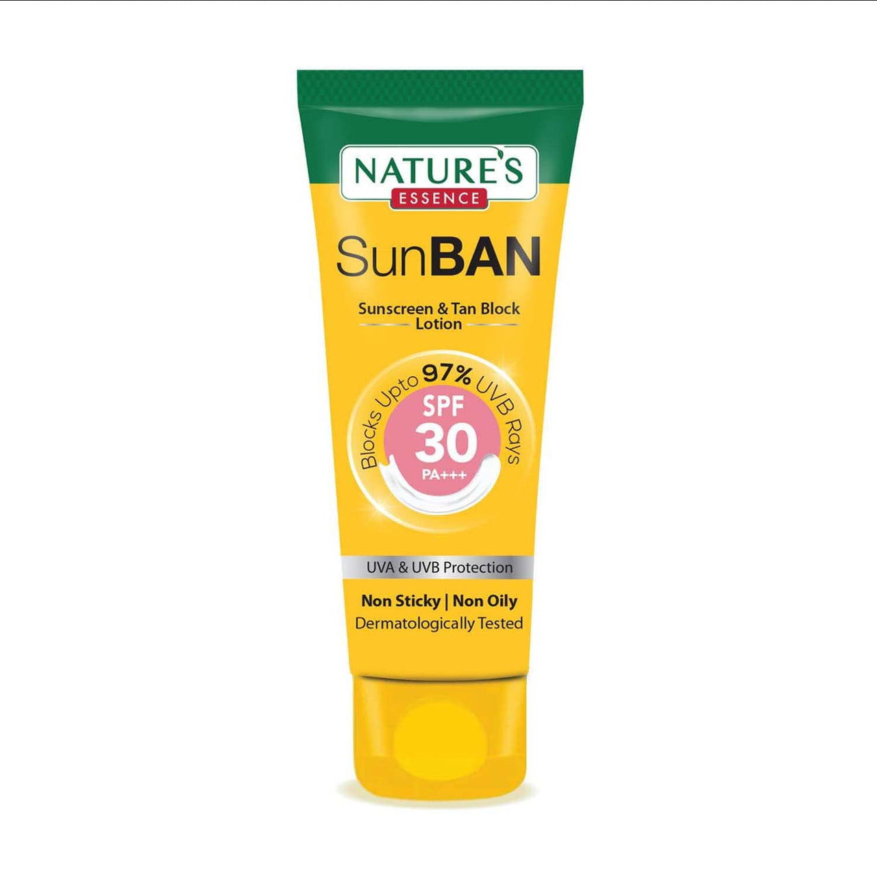 Nature's Essence Sunban Suncreen SPF 30 PA+++ | No White Cast and Broad Spectrum Sun screen | For All Skin Types | Non Greasy | Lightweight | For Men & Women | 60ml