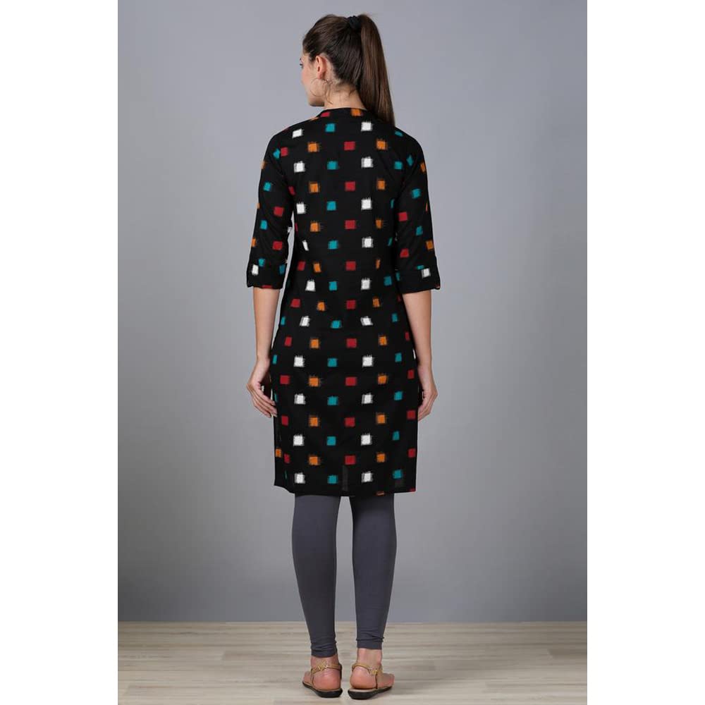 in. fuse by Shoppers Stop Mandarin Neck Printed Cotton Women Straight Fit Kurta