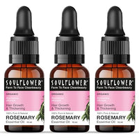 Soulflower Rosemary Essential Oil for Hair Growth, Hair Fall Control & Nourishment, Skin Care | 100% Pure, Natural, Undiluted Clinically Tested & Ecocert Organic Certified | 15ml each (Pack of 3)