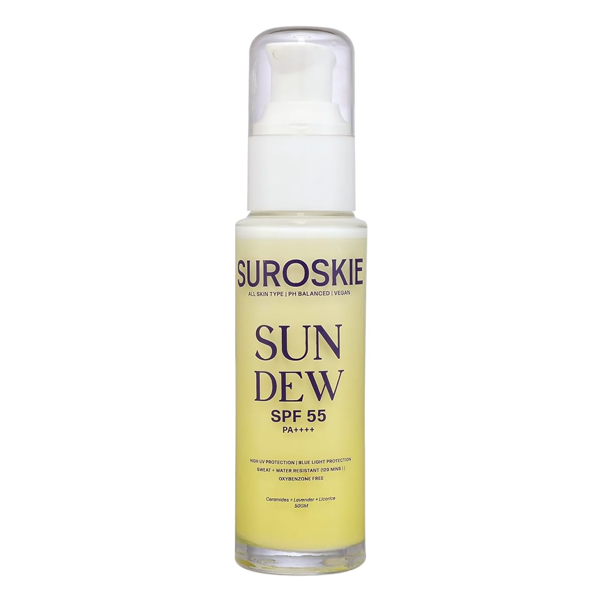 Suroskie Sun Dew Spf 55 Pa++++ (50Gm) | For Uva/B Protection | Sweat & Water Resistant | No White Cast | Infused With Ceramides | Repair Skin Barrier | All Skin Types | Sunscreen For Men & Women