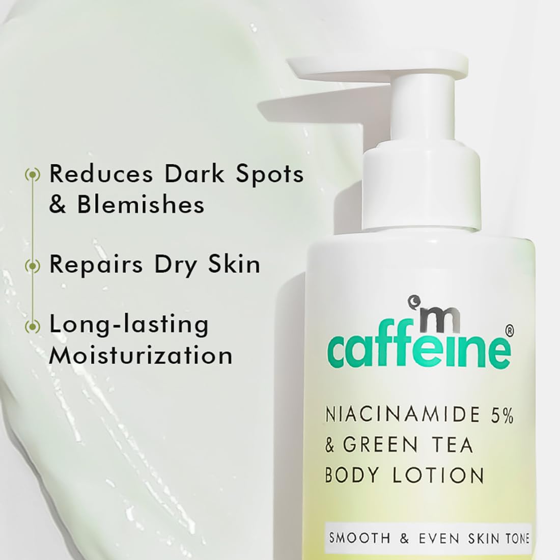 mCaffeine Deep Moisturizing Green Tea & 5% Niacinamide Serum Body Lotion | All Season Moisturizer for Body with Niacinamide Serum | Non-Sticky Body Lotion for Women & Men