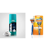 Gillette Classic Sensitive Shave Foam For Men - 418 G (33% Extra) & Fusion Manual Razor, 1 Pc, 2 Count