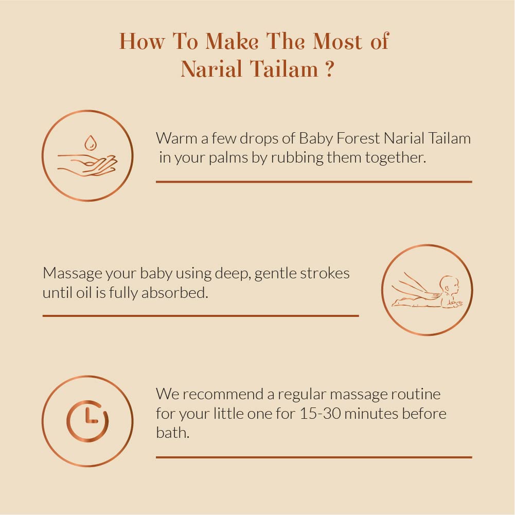 Baby Forest Narial Tailam Organic Cold Pressed Coconut Oil| 100% Natural | Coconut Oil for Baby Skin & Hair Care| Derma Safe | Cruelty-Free | 200 ml | Pack of 1