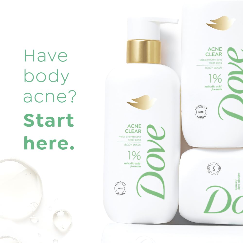 Dove Acne Clear Serum Body Wash|1% Salicylic Acid Formula| Clears and helps prevent acne | Paraben & SLS free | 300 ml
