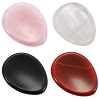 mookaitedecor Thumb Worry Stone, Pocket Palm Stones Crystal Healing Reiki Stress Relief Pack of 4, Teardrop Shape #3-carnelian+rose Quartz+rock Quartz+black Obsidian(teardrop Shape)
