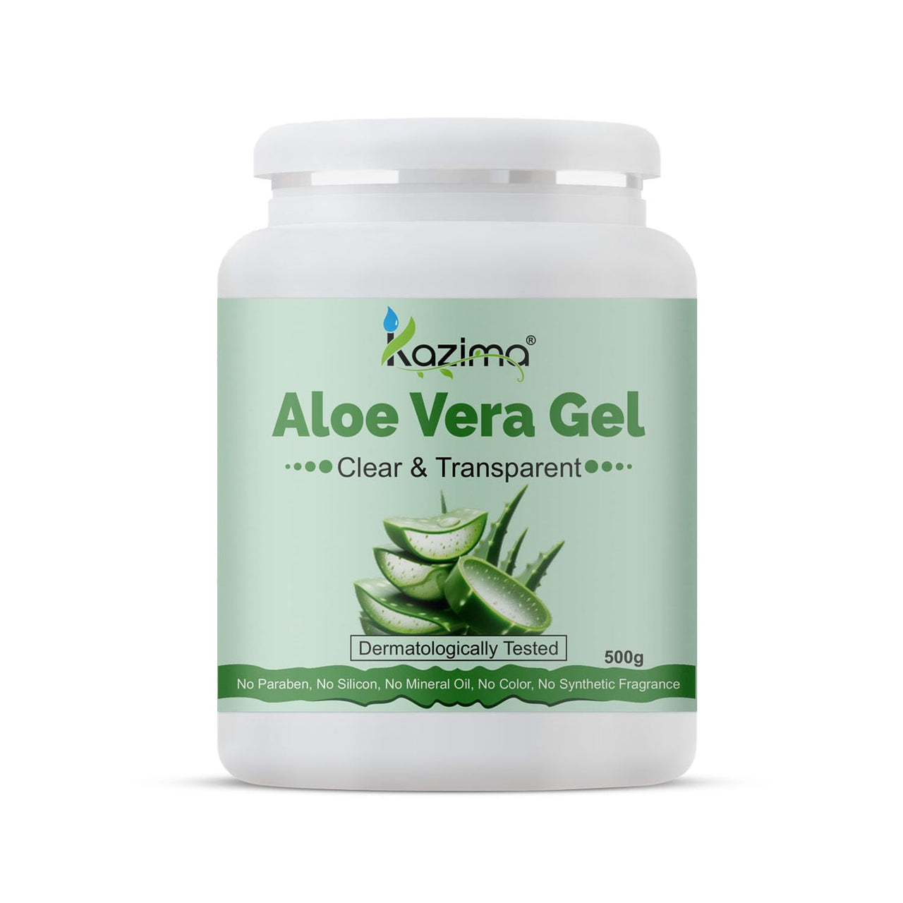 KAZIMA Pure Aloe Vera Gel for Skin and Hair, 500gm | Hydrates, Moisturizes & Soothes Irritated Skin | Pure & Natural Aloe Vera Gel for Face, Acne, Scars, Dark Circles & Sunburn