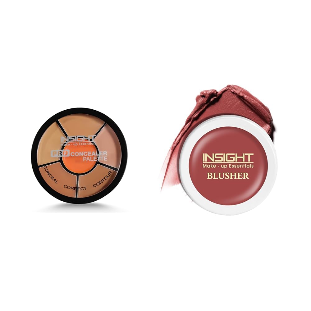 Insight Cosmetics Pro Concealer Palette-ConcealerConceal Correct Contour WaterProof (CR105-Concealer) Crème Blusher, Face Makeup, Caramel Eclair, 3.5 gm(B-02=06)