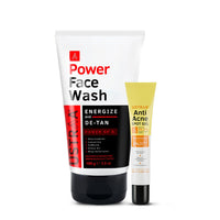 Ustraa Power Face Wash -100g - Energize & De-Tan | Effective Tan Removal | Removes Dead Skin & Anti Acne Spot Gel -15ml | Reduces 99.9% Pimple-Causing Germs | With Neem & 2% Salicylic Acid