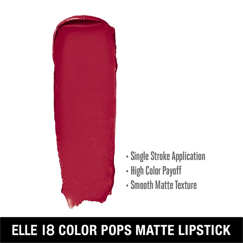Elle 18 Color Pop Matte Lip Color, P24, Pink Show, 4.3g & Color Pop Matte Lip Color, R33, Code Red, 4.3g