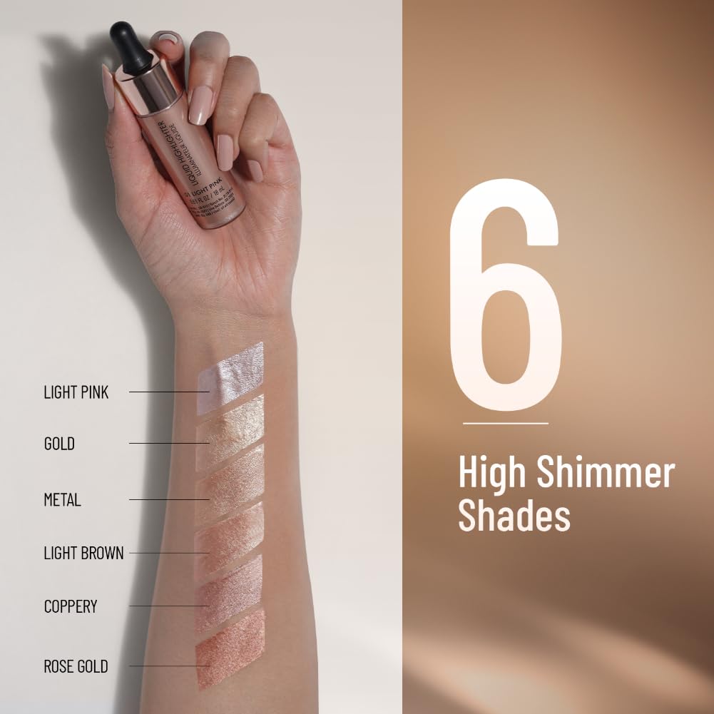 Swiss Beauty Drop & Glow Liquid Highlighter For Face Makeup | Illuminating Liquid Highlighter With Dewy Finish | Shade -Metal, 18ml