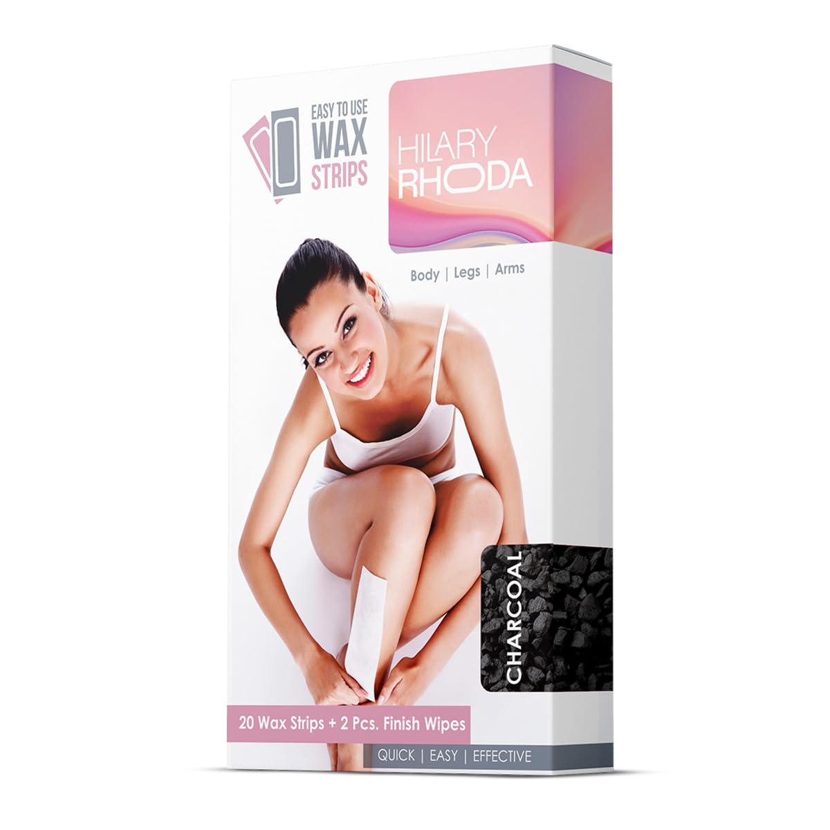 Hilary Rhoda Easy To Use Wax Strips | Gel Wax Hair Removal | Full Body Wax Strips for Arms,Legs & Body | Salon Like Results at Home Wax Strips | With 2 Finish Wipes | 20 Strips (Rose)