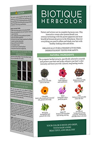 Biotique Herbcolor Conditioning Hair Colour l Ammonia Free Hair Color l 9 Organic Herbal Extracts l Natural and Healthy Shine l 50g + 110ml| Natural Black 1N (Pack of 1)