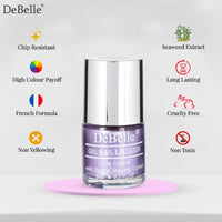 DeBelle Gel Nail Polish Chrome Wine(Metallic Violet Nail Paint)|Non UV - Gel Finish |Chip Resistant | Seaweed Enriched Formula| Long Lasting|Cruelty and Toxic Free| 8ml