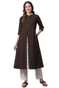 Pistaa's  Women Cotton Printed Cut Regular Kurta