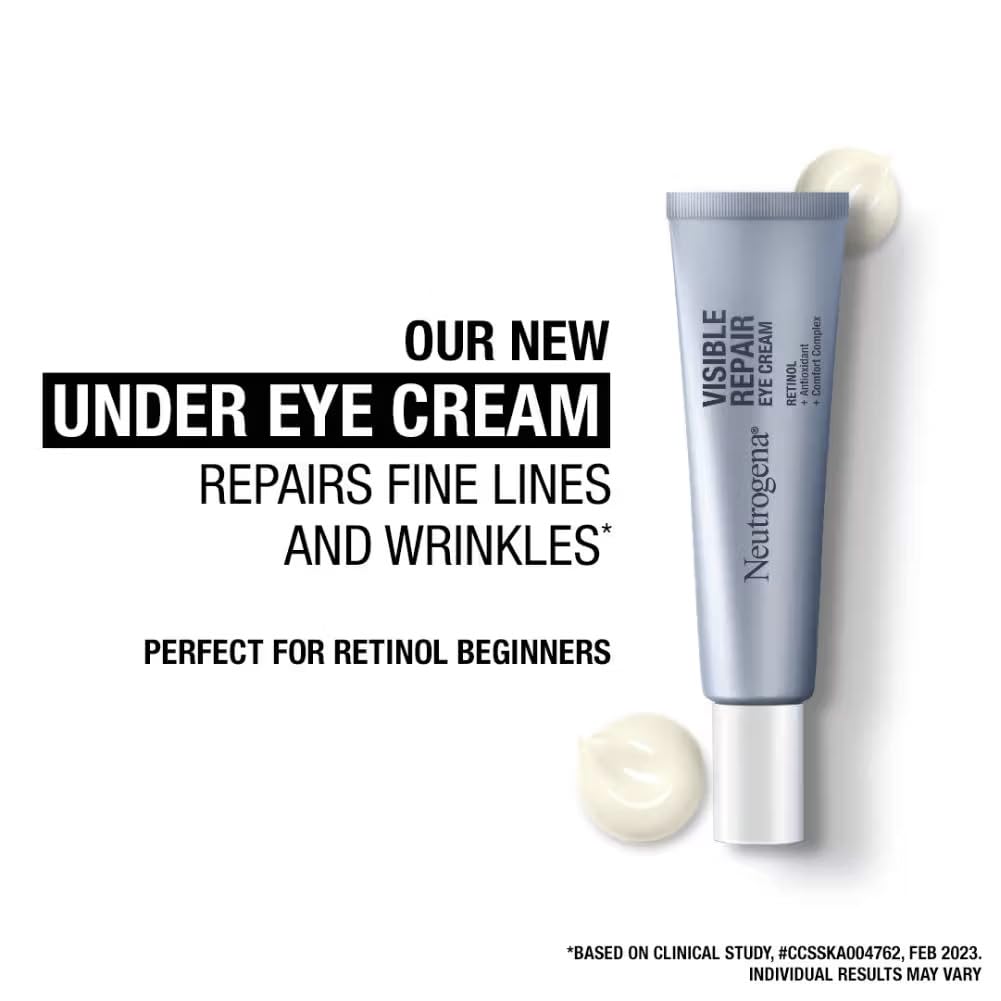 Neutrogena Visible Repair Retinol Day & Night Eye Cream | Boosts Collagen for Anti-Ageing | Reduces Dark Circles, Wrinkles & Fine Lines | 15g