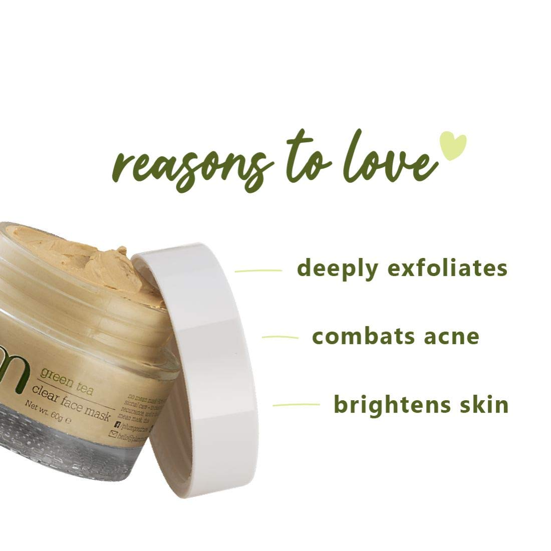 Plum Green Tea Clear Face Mask For Oily & Acne Prone Skin, Vegan Skin Care 60g.