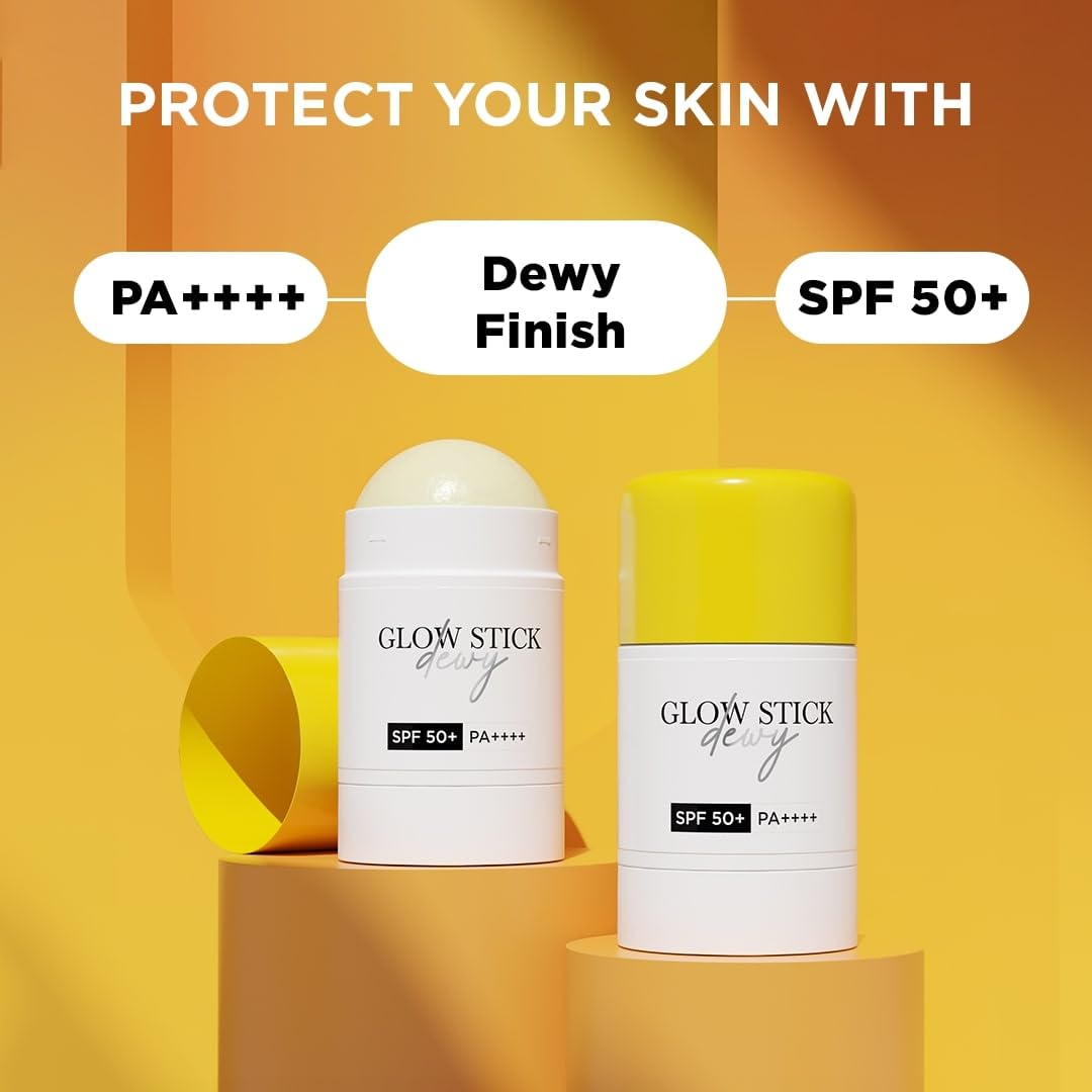 SunScoop Glow Stick Dewy SPF 50+ PA++++ |, UVA UVB rays protection| Vitamin C for glow | Oats for dull skin | Dewy Finish | Easy Reapplication | No White cast | Combination to Dry skin | 18g