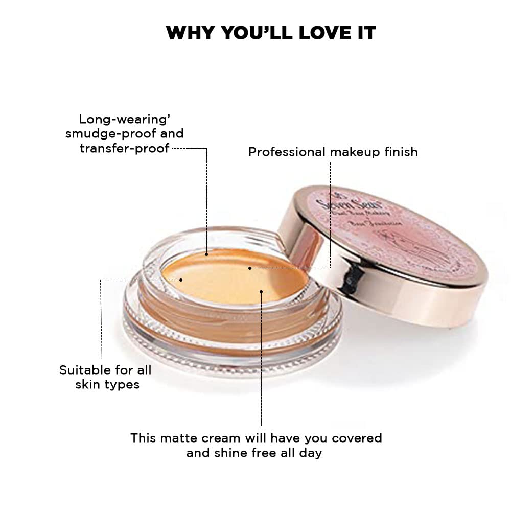 Seven Seas Mousse Foundation & Concealer - Lightweight, Full Coverage Matte Finish with SPF - Long Lasting Foundation for Face Makeup (Natural Beige)