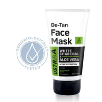 Ustraa De-Tan Face Mask - Dry Skin - 125 gm - Wash-off mask | Effective Tan Removal with White Charcoal | Removes Dead Skin & Pollutant | Anti-inflammatory properties of Aloe Vera