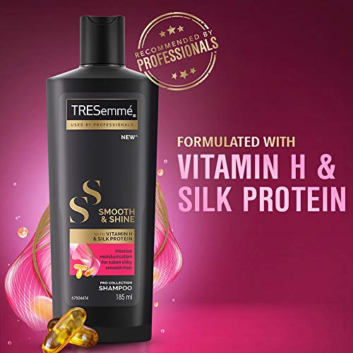 Tresemme Smooth & Shine Shampoo, with Vitamin H & Silk Protein, for Salon Silky Smooth Hair, Provides Moisture & Shine, 185 ml