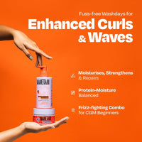 MANETAIN Beginner Basic Bundle | Moisturising Shampoo 237ml & Multipurpose Conditioner 200gm | Protein/Moisture Balanced for Curly, Wavy & Frizzy Hair | Frizz Control, Hydrating, Strengthening, Curl Enhancing | CG Friendly