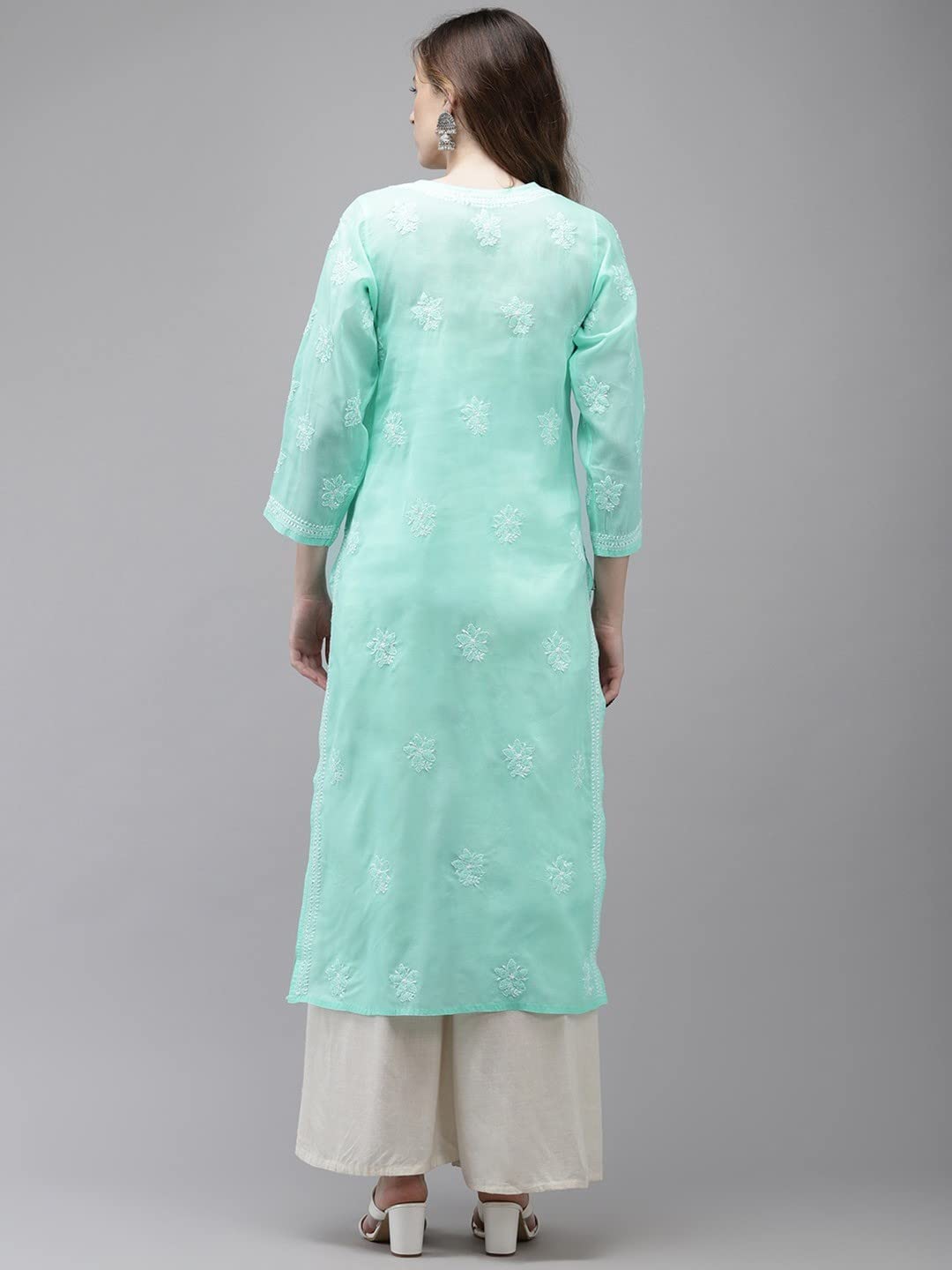 Ada Hand Embroidered Lucknowi Chikankari Cotton Kurta Kurti for Women A411165