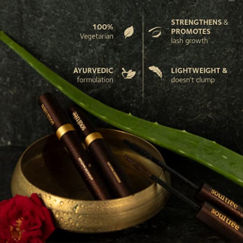 SoulTree Ayurvedic Mascara - Black | Lightweight, Strengthens Lashes, Promotes Growth | Ayurvedic Formulation Enriched with Natural Ingredients for Beautiful Eyes - 6gm