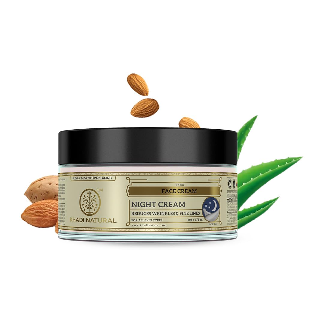 Khadi Natural Night Cream, 50g| Prevents premature aging|Skin brightening properties|Removes dead skin cells| Suitable for All Types of Skin