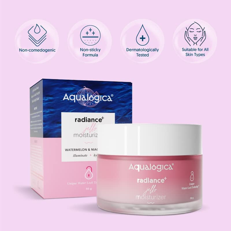 Aqualogica Radiance+ Jello Moisturizer Gel With Watermelon & Niacinamide For Pigmentation & Dark Spots - For Dry, Bright And Radiant Skin Of Women & Men -50G