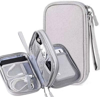 Electronic Organizer, Hard Shell Electronic Charger Cable Organizer Travel Case, Waterproof Double Layers Storage Bag for Cable, Cord, Charger, Phone, Earphone (Grey)