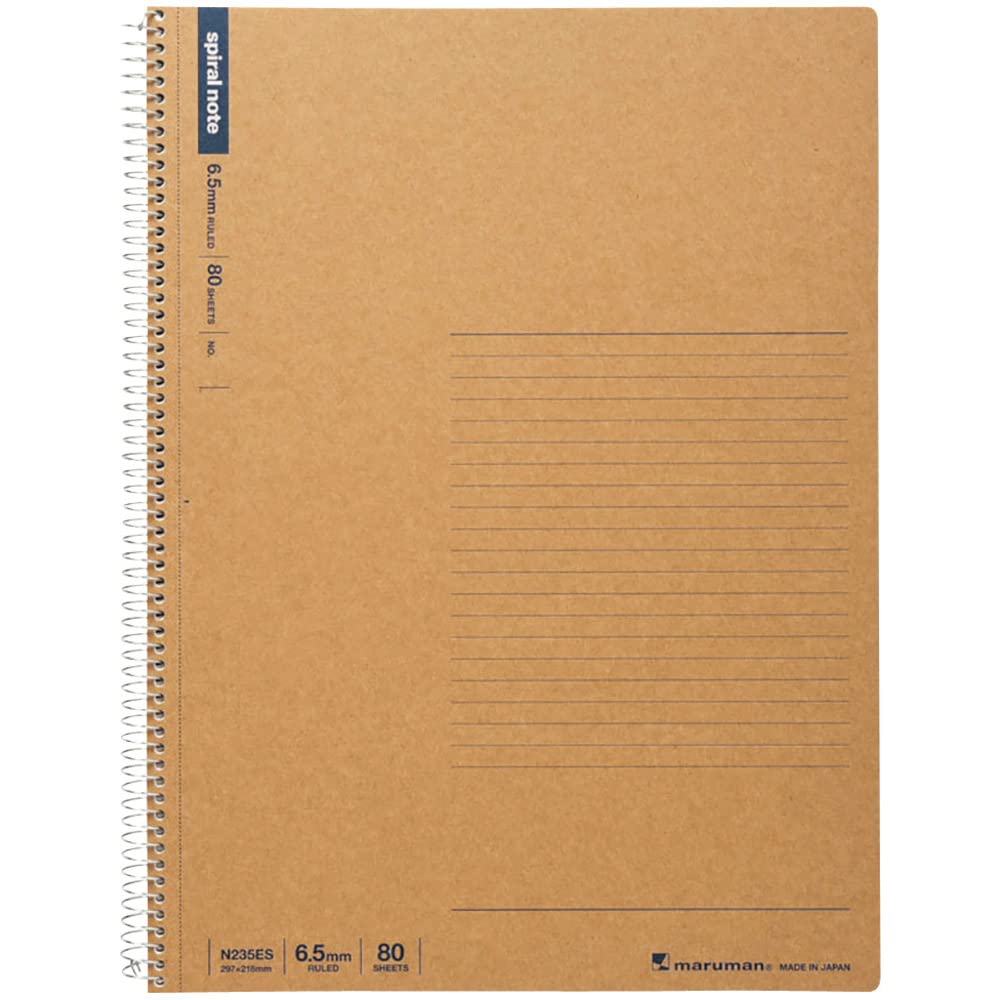 Maruman SPIRAL NOTE BASIC 8.98 x 11.69 inches (A4), 6.5mm 38-lined, 80 Sheets (N235ES) 8.98" x 11.69" (A4) Ruled