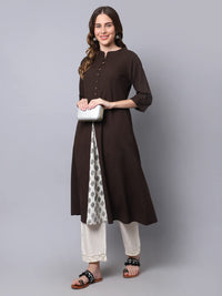 Pistaa's  Women Cotton Printed Cut Regular Kurta