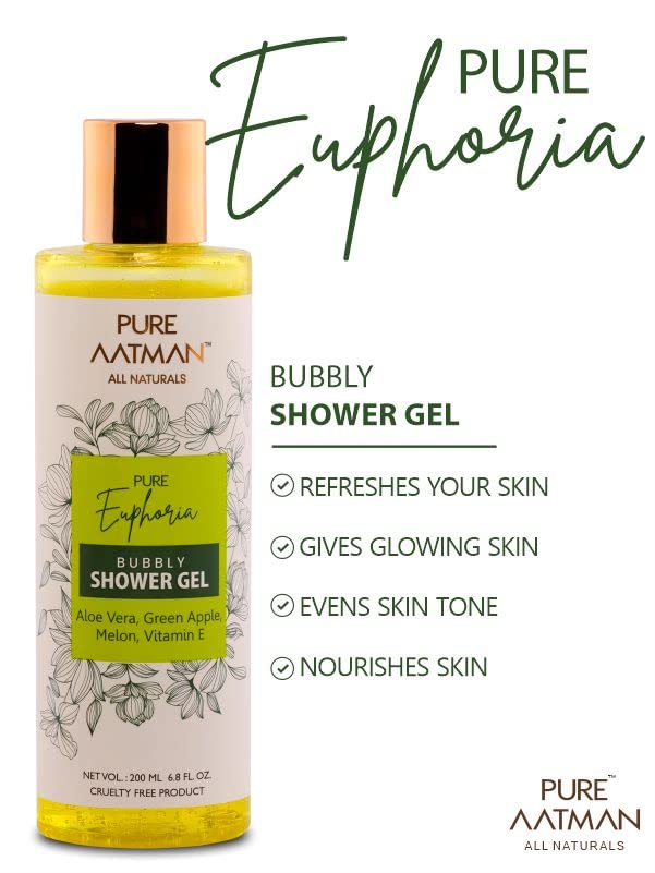 PURE AATMAN Shower Gel & body lotion for refreshing & Nourishment to body | Paraben & sulphate free aloe vera green apple gel Combo