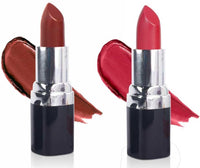 Barva Natural & Moisturising Lipsticks made using Clarified Butter, Kokum butter and Mineral Colours, 4.3g (Pack of 2) (Burgundy 206 & Fuchsia 336)