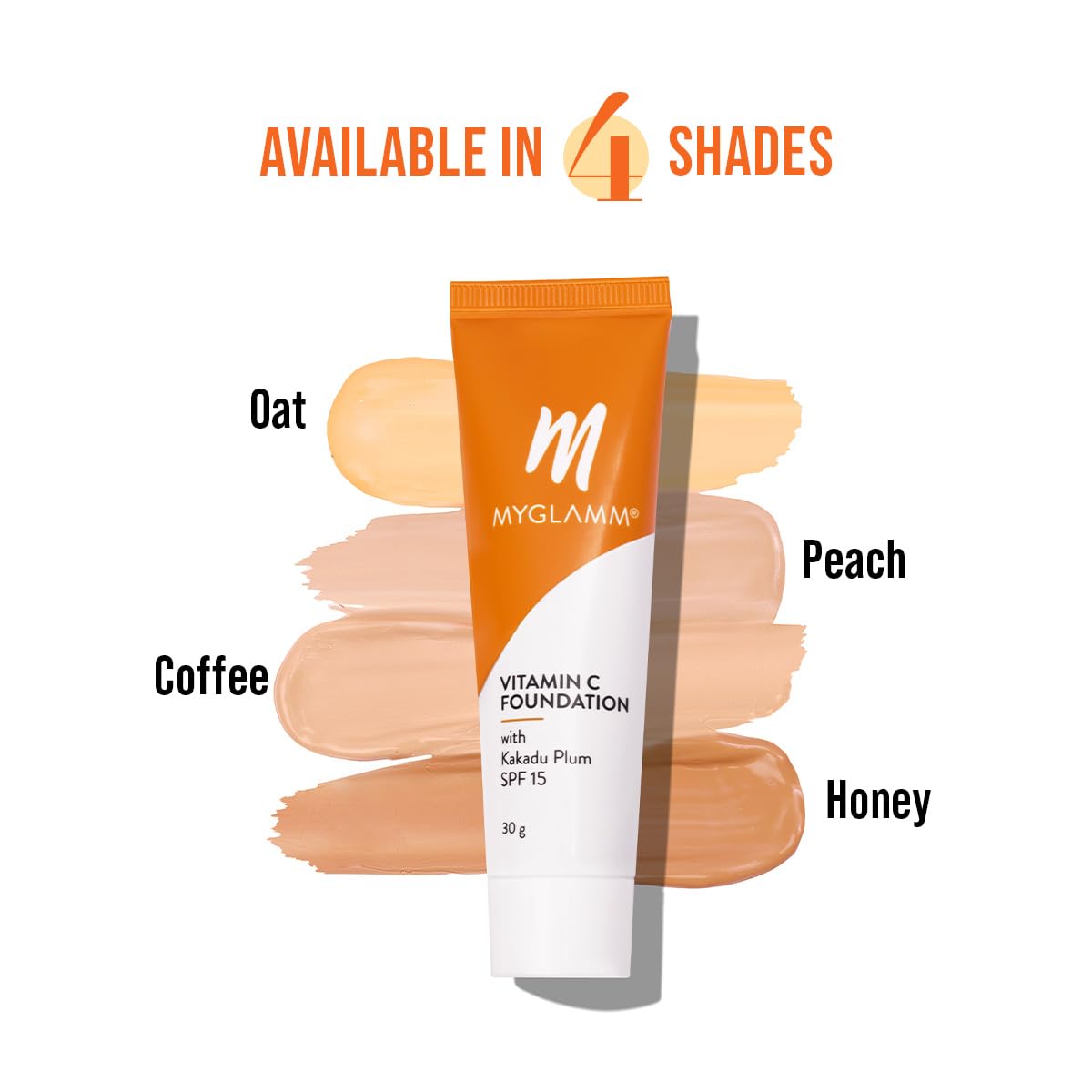 MyGlamm Vitamin C Foundation - Oat (Light Warm) | Long Lasting, Medium To Full Coverage Foundation With SPF 15 With Hyaluronic Acid (30g)