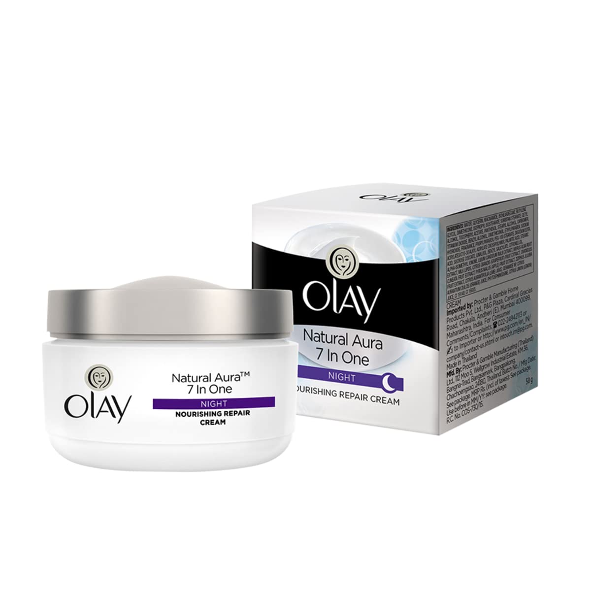 Olay Total Effect Day Cream (Spf 15), 50g & Cleanser Pack For Anti Ageing, 100g & Olay Night Cream Natural Aura Nourishing Repair Cream,50g